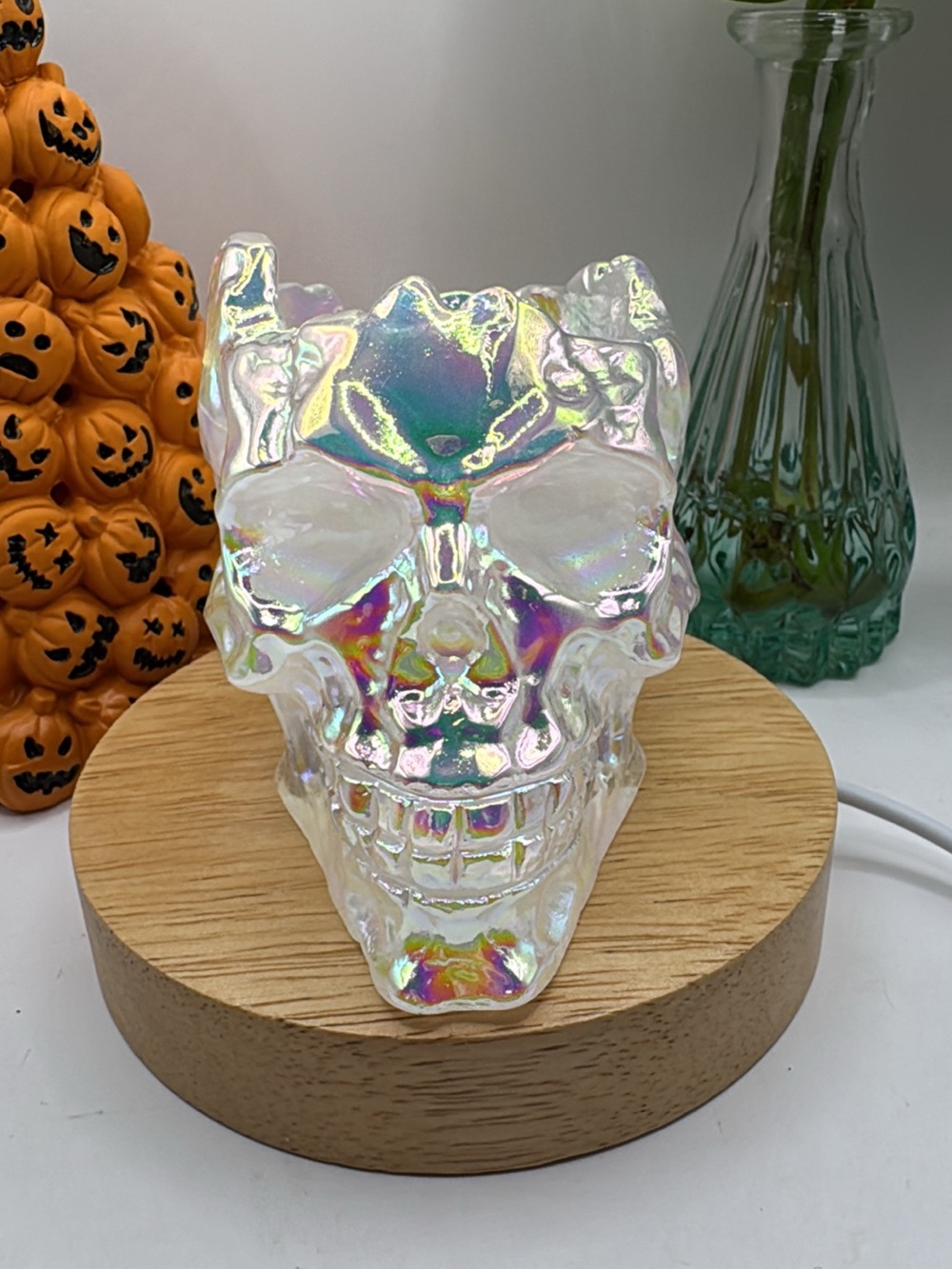 Iridescent Crystal Skull Sculpture angel aura quartz